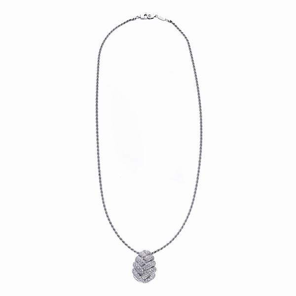 DAMIANI - Necklace with pendent in white gold and diamonds Damiani