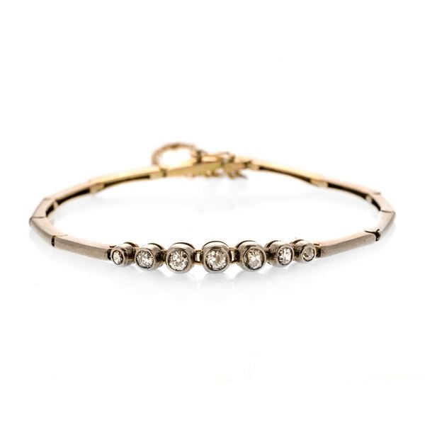 Bracelet in platinum, low-title gold and diamonds