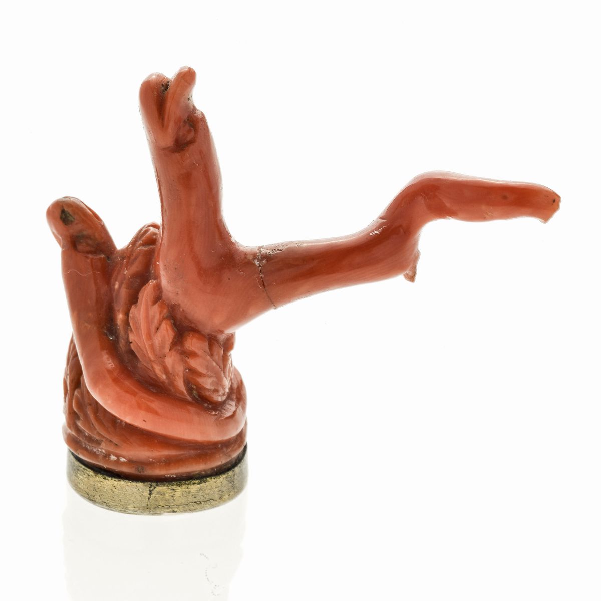 Sigillo in Corallo Rosso e Metallo Dorato