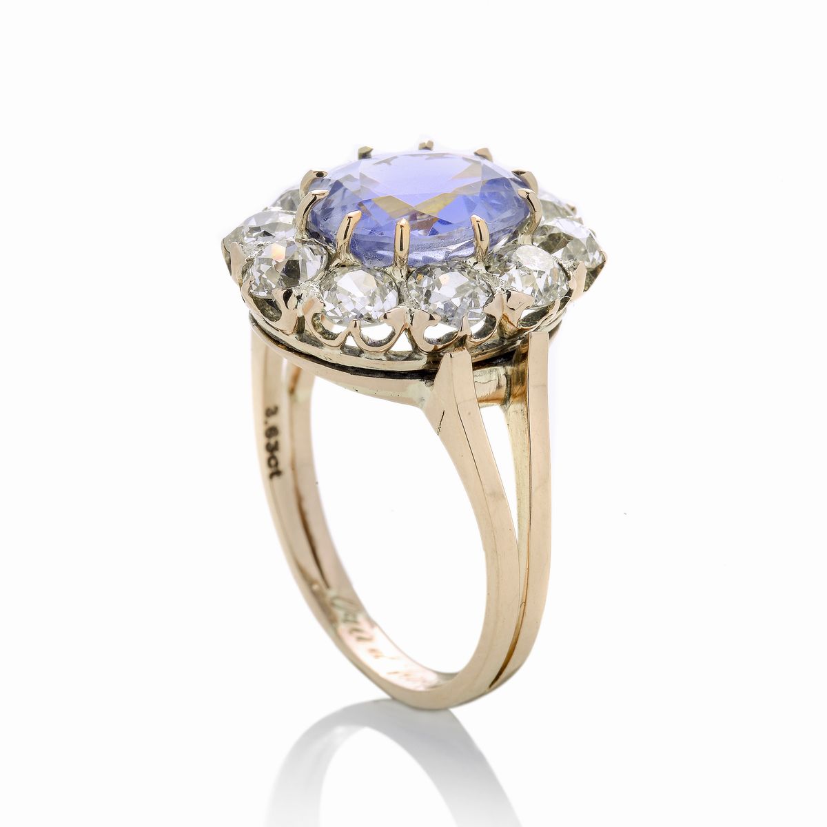 Anello in Oro Rosa, Diamanti e Zaffiro Ceylon Naturale