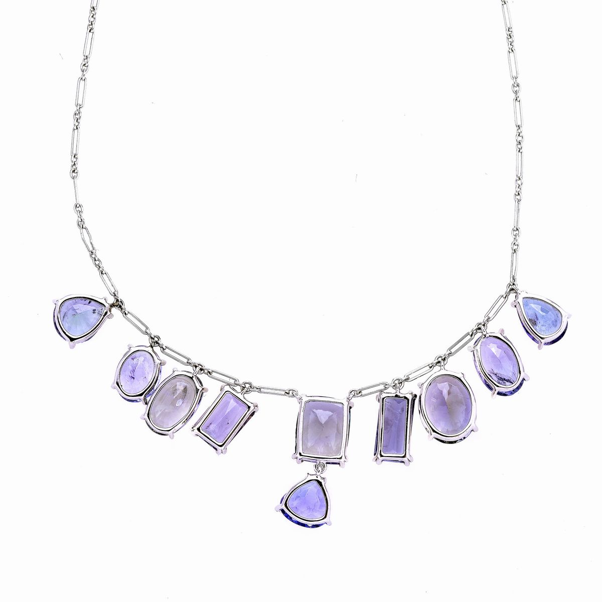Girocollo in Oro Bianco e Tanzanite