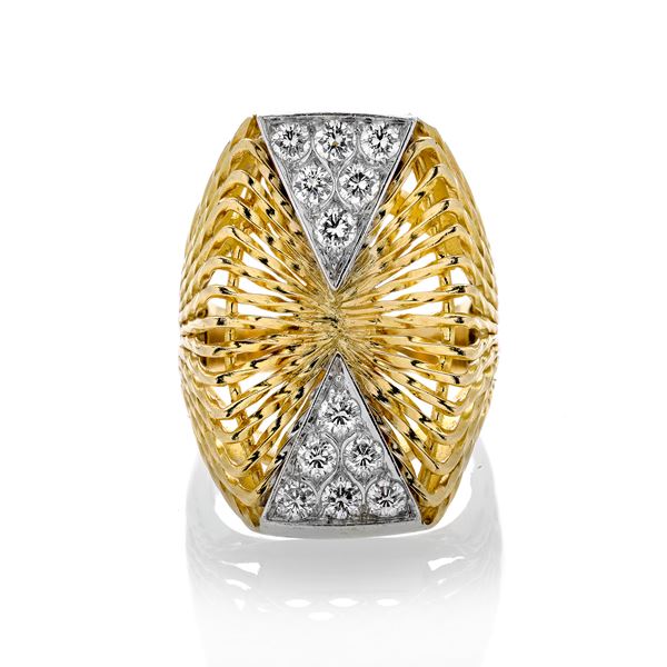 CIRIO MAISON - Ring in yellow gold, white gold and diamonds Cirio Torino