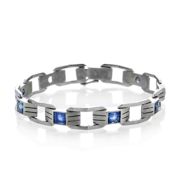 Bracelet in white gold and sapphires