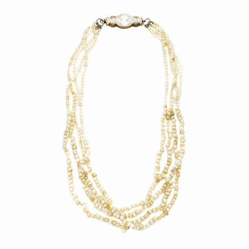 Girocollo in Perle Naturali e Oro a Basso Titolo