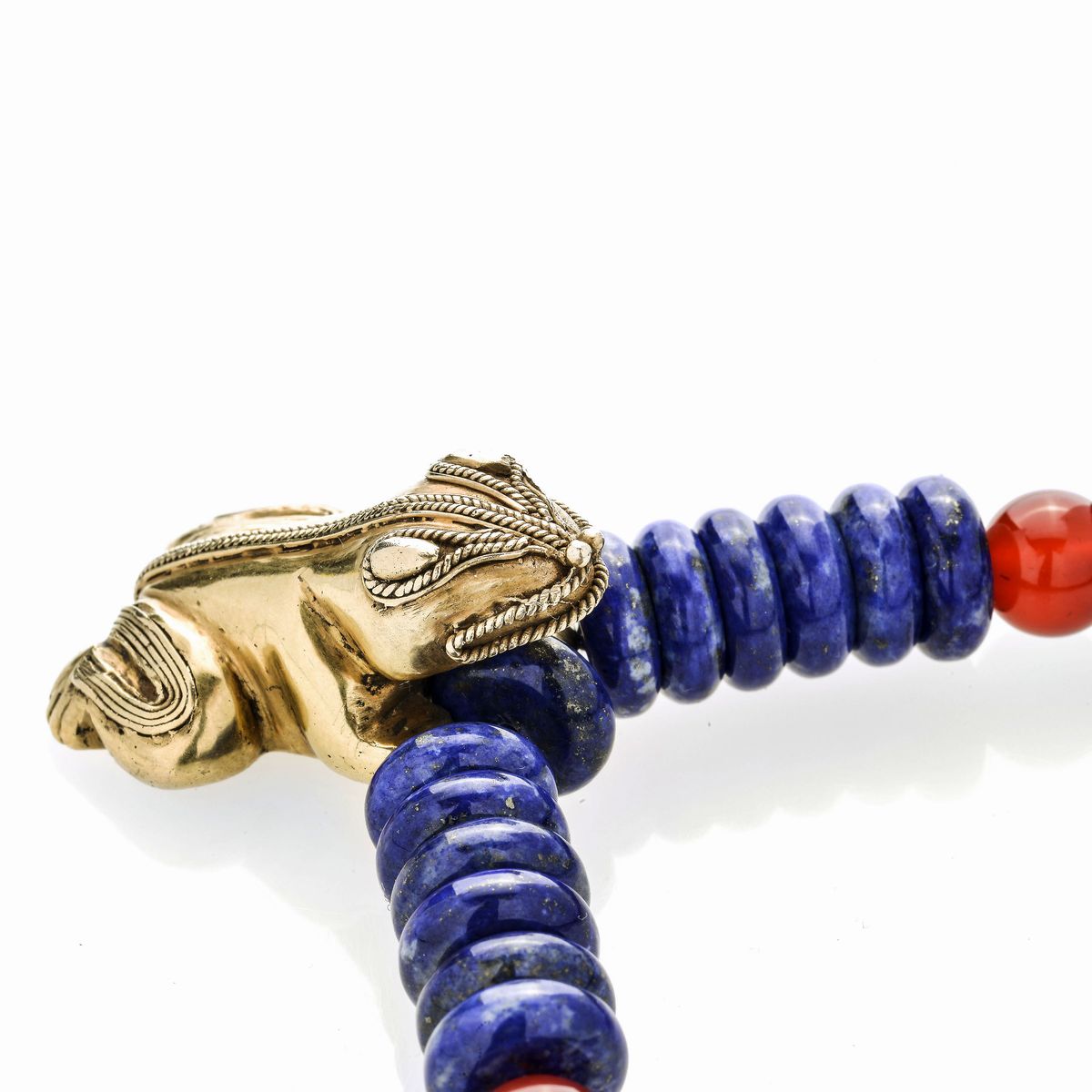 Collana in Oro Giallo, Lapislazzulo e Corniola