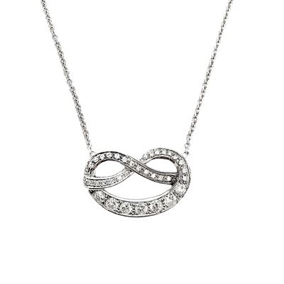 Collana Nodo D'amore in Oro Bianco e Diamanti