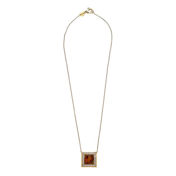 PASQUALE BRUNI - Pendant inyellow gold, diamonds and cognac quartz
