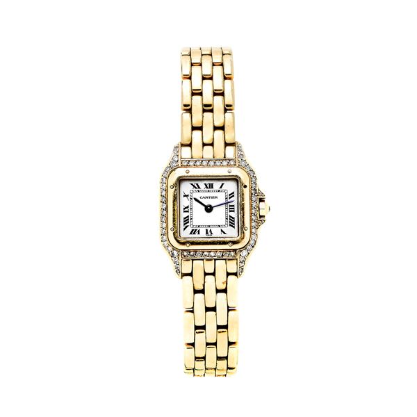 Lady's watch in yellow gold and diamonds Panthere Cartier