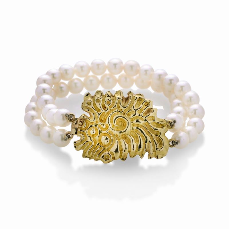 Bracciale in Perle Coltivate e Oro Giallo