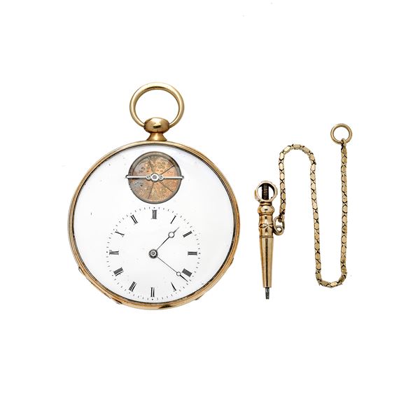 Pocketwatch in yellow gold with key