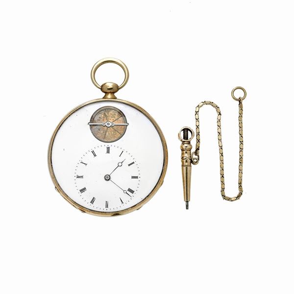 Pocketwatch in yellow gold with key