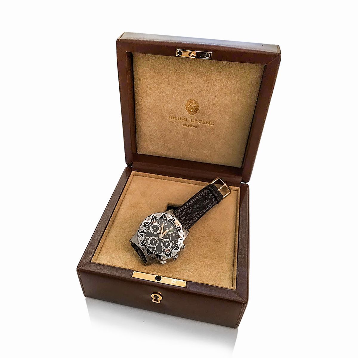 Orologio da Polso in Acciaio e Oro Bianco, Julius Legend Ulysses