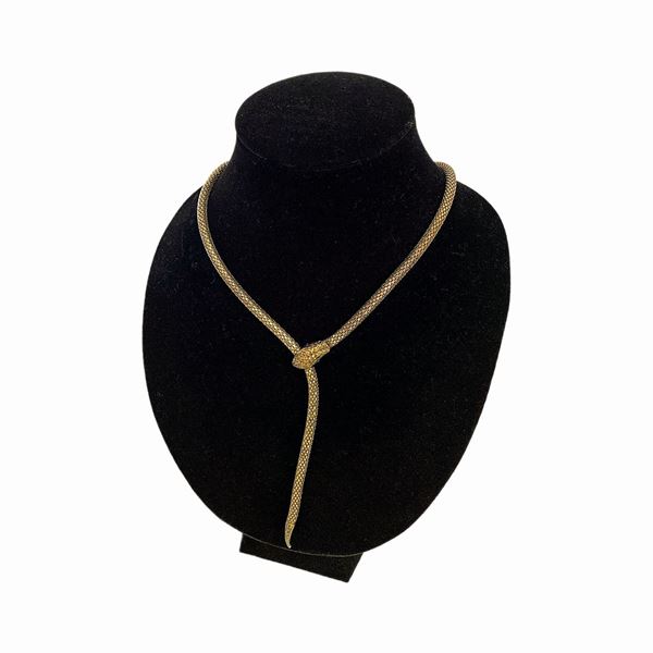 Girocollo serpente in argento sterling placcato oro, Veronese