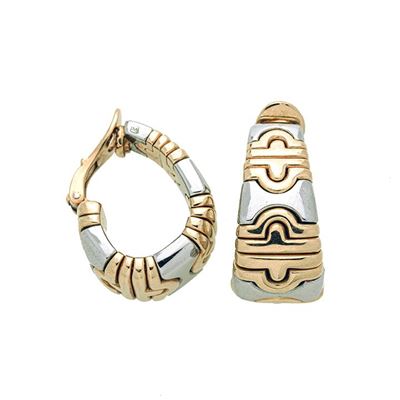Paio di Orecchini a Clips in Oro Giallo, Oro Bianco Bulgari