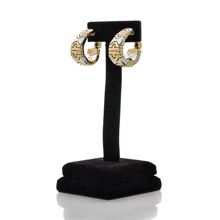 Paio di Orecchini a Clips in Oro Giallo, Oro Bianco Bulgari