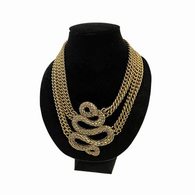 Grande Collier Bijoux Serpente in Metallo Dorato