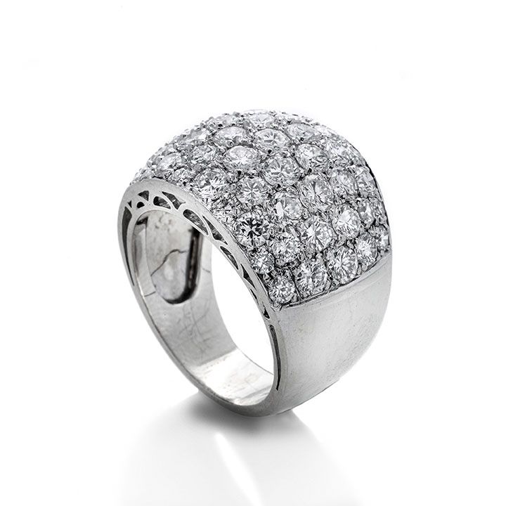 Anello a Fascia in Oro Bianco e Diamanti