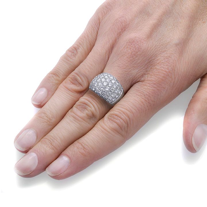 Anello a Fascia in Oro Bianco e Diamanti