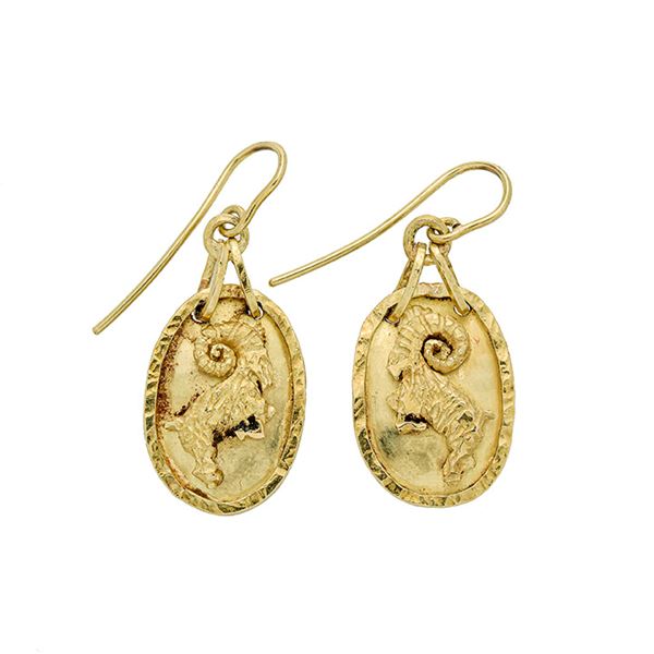 GERMANO - Pair of pendant earrings in yellow gold Germano