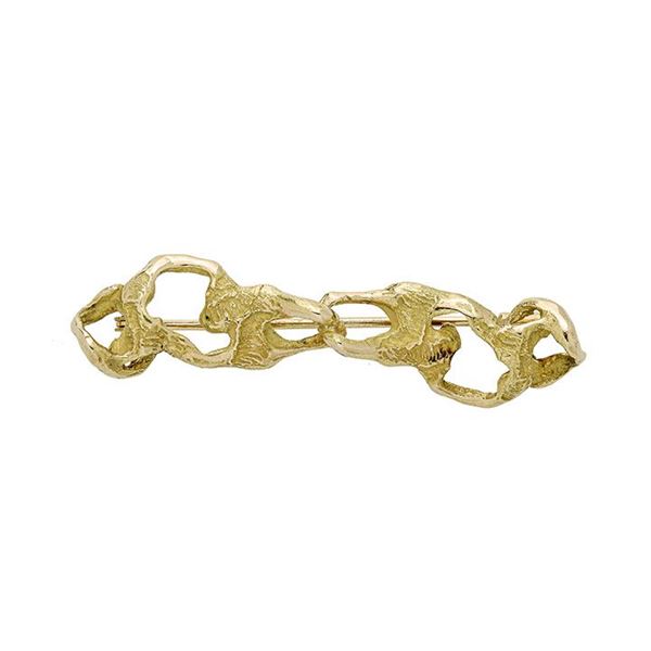 Bar brooch in yellow gold