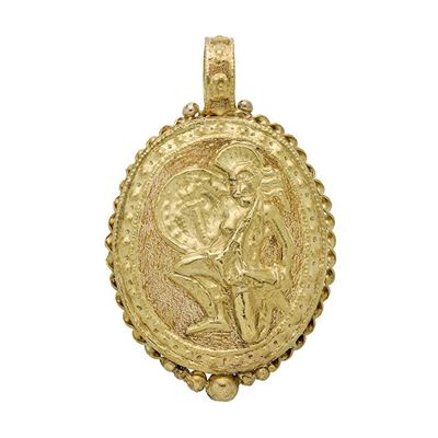 Grande Pendente Ovale in Oro Giallo