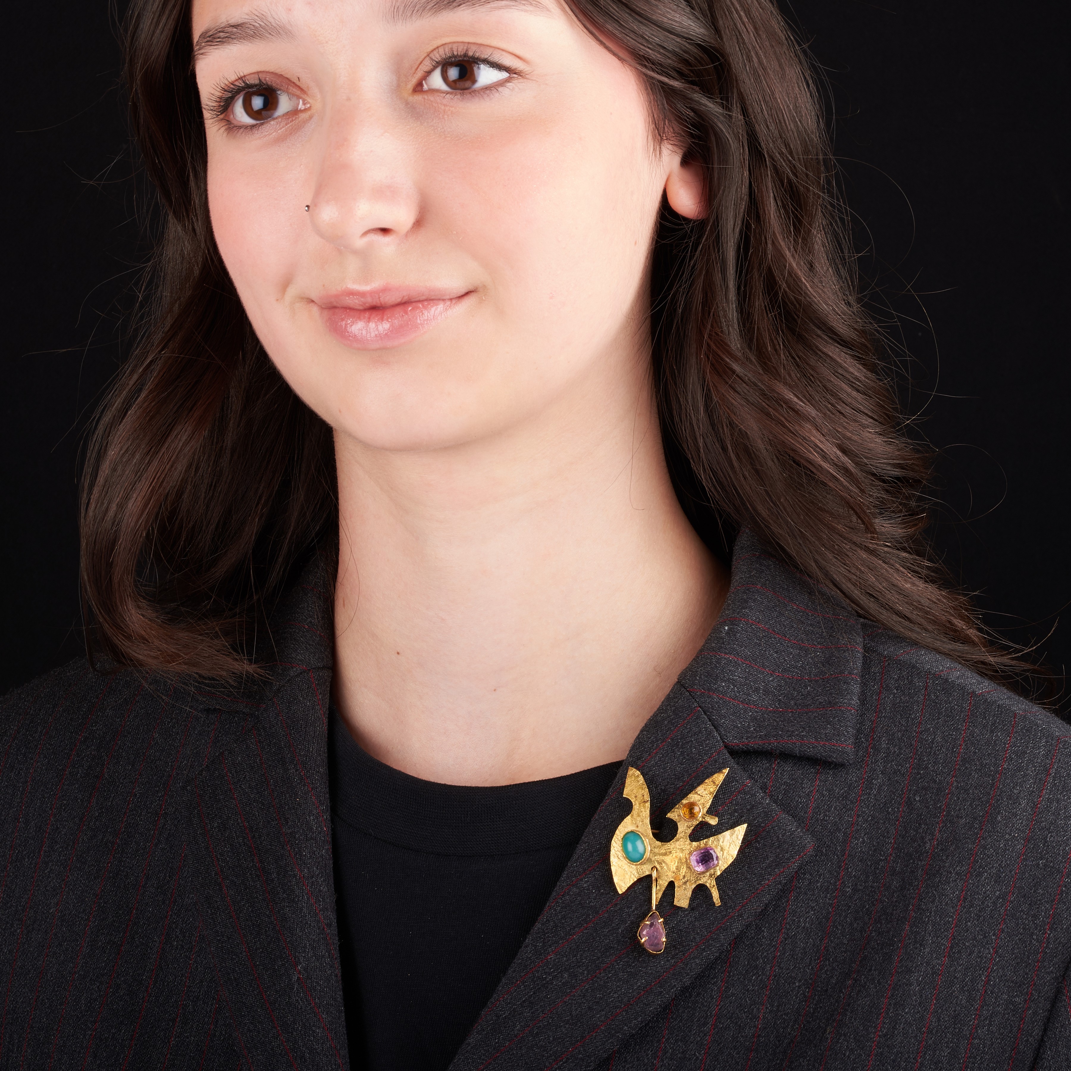 Spilla in oro giallo e pietre semipreziose Mariella Forlivesi