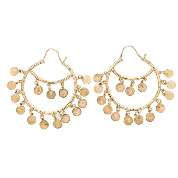 Pair of gipsy earrings in yellow gold