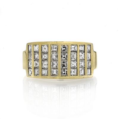 Anello a Fascia in Oro Giallo e Diamanti