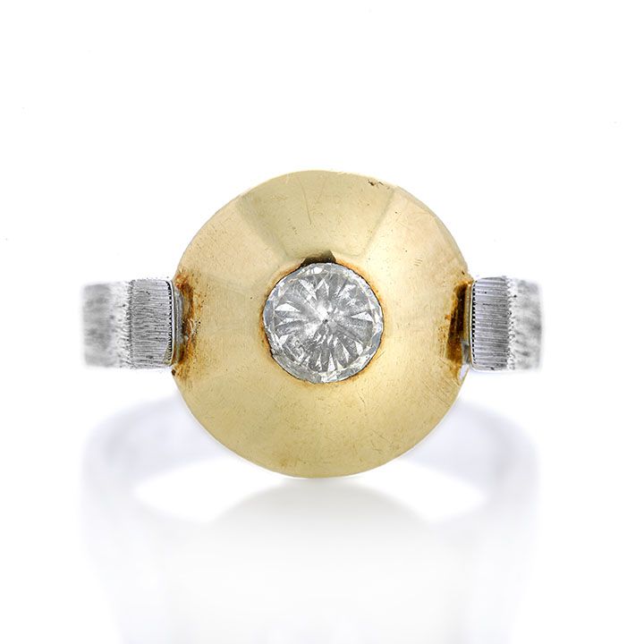 Anello in Oro Bianco, Oro Giallo e Diamante