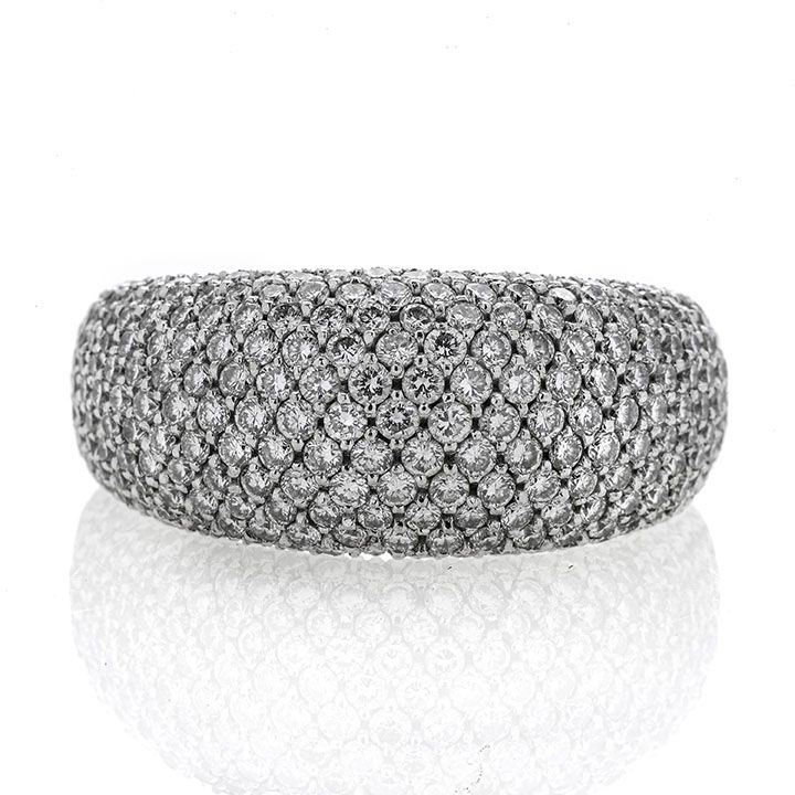 Anello a Fascia in Oro Bianco e Diamanti