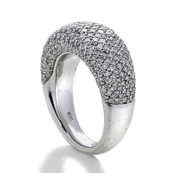 Anello a Fascia in Oro Bianco e Diamanti