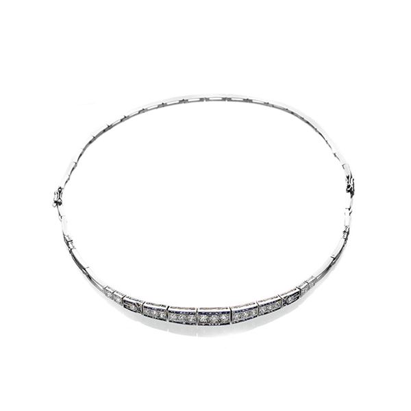 Choker-bracelet in platinum, diamonds and shappires