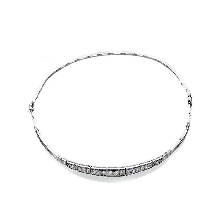 Choker-bracciale in platino, diamanti e zaffiri