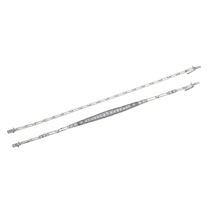 Choker-bracciale in platino, diamanti e zaffiri