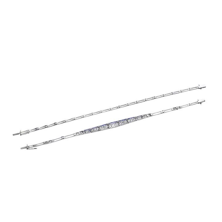 Choker-bracciale in platino, diamanti e zaffiri