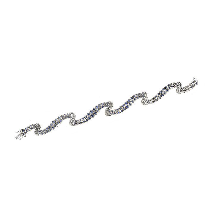 Bracciale in Oro Bianco, Diamanti e Zaffiri