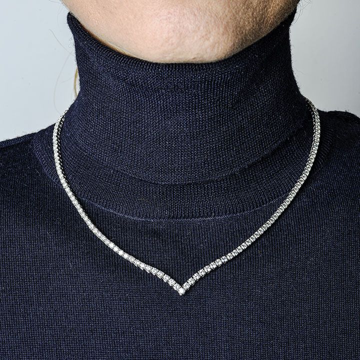 Collier Tennis in Oro Bianco e Diamanti