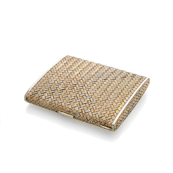 Cigarette case in yellow gold and white gold