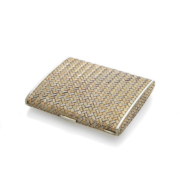 Cigarette case in yellow gold and white gold