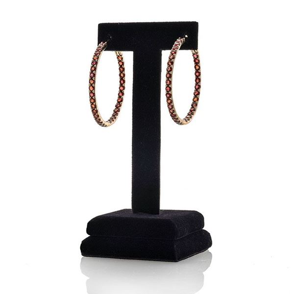 Pair of hoop earrings in pink gold and orange sapphires