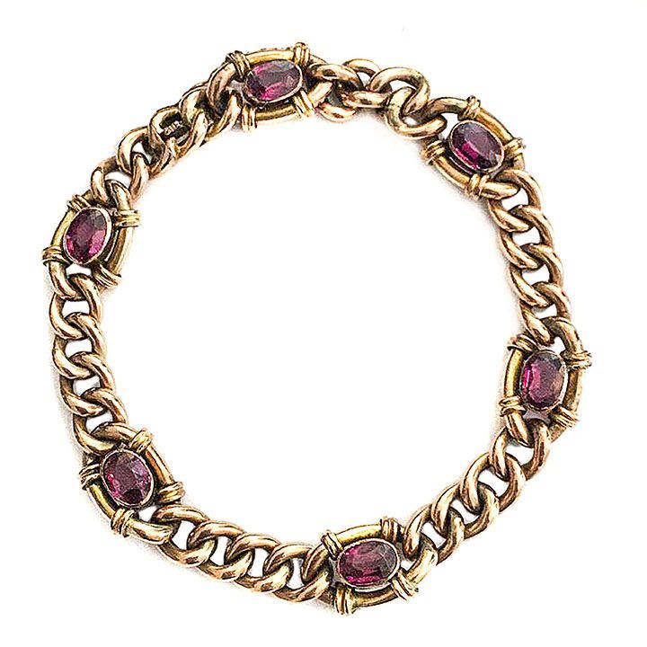 Bracciale in oro 9 kt e tormaline rosa
