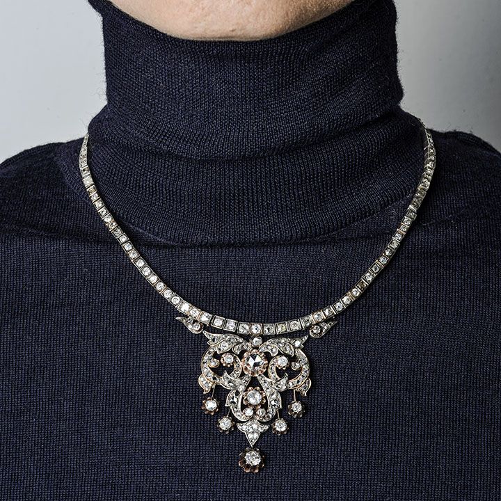 Collier in oro a basso titolo, argento e diamanti