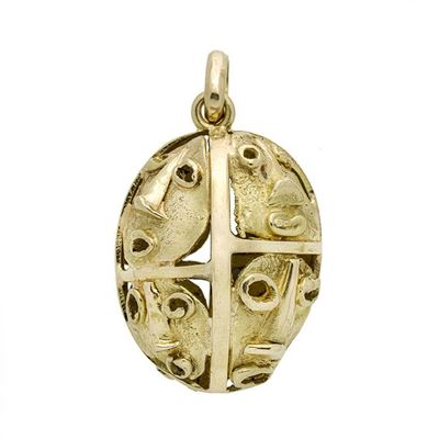 Pendente Ovale con Maschere in Oro Giallo