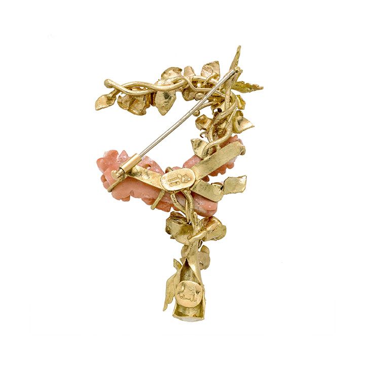 Oropa di Valerio Passerini - Spilla F in Oro Giallo e Corallo Rosa