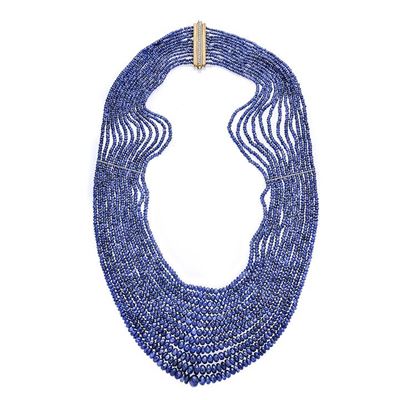 Collana Millefili in Zaffiri, Oro Giallo e Diamanti