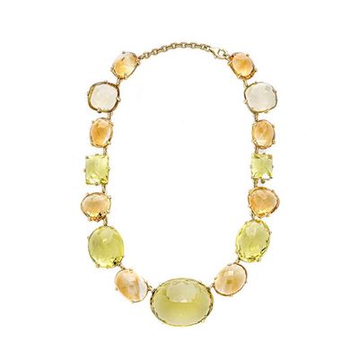 Girocollo in Oro Giallo e Grandi Quarzi Colorati