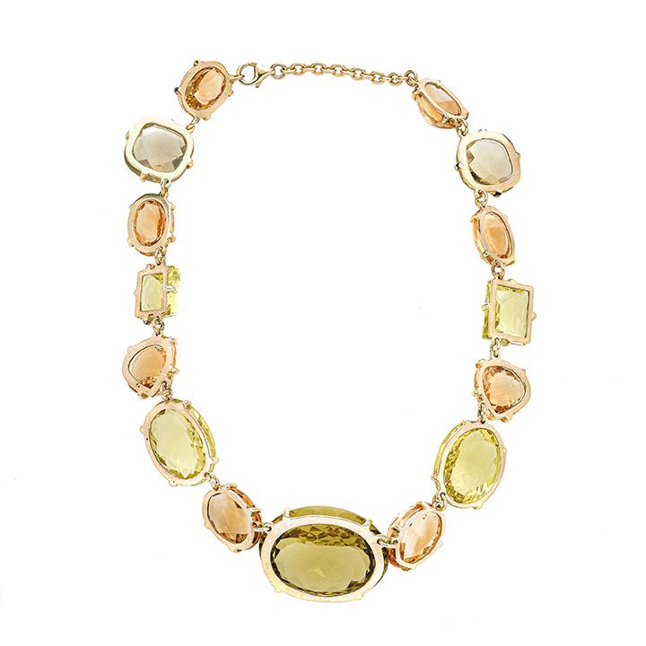 Girocollo in Oro Giallo e Grandi Quarzi Colorati