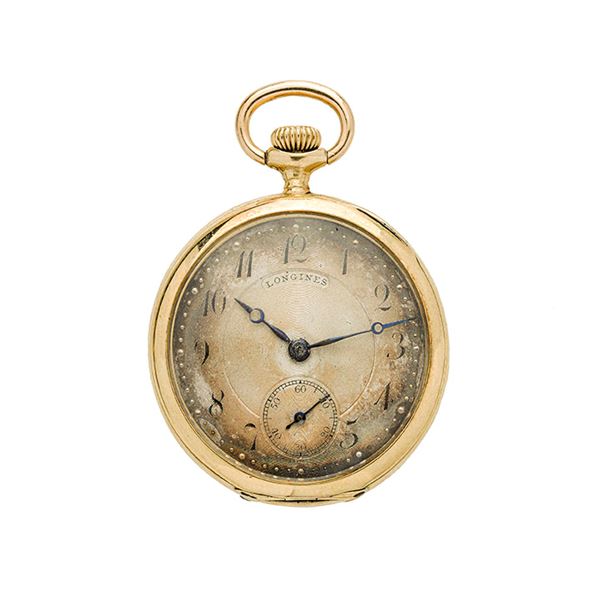 LONGINES - Piccolo orologio da tasca in oro giallo e smalti colorati Longines
