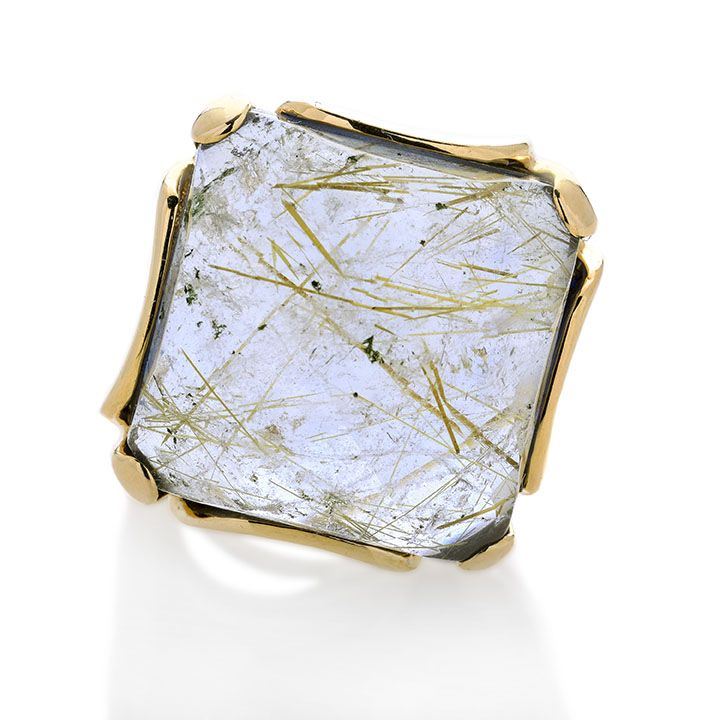 Anello in Oro Giallo e Quarzo Rutilato