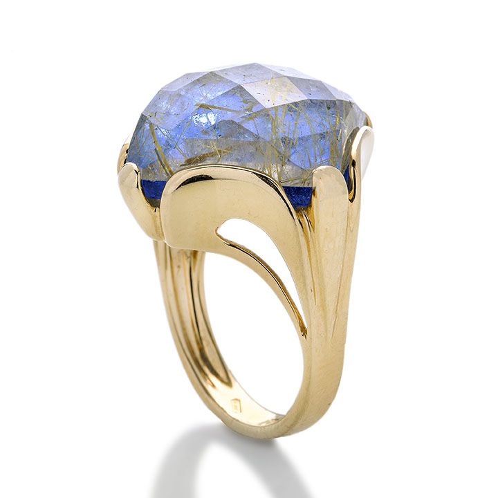 Anello in Oro Giallo e Quarzo Rutilato